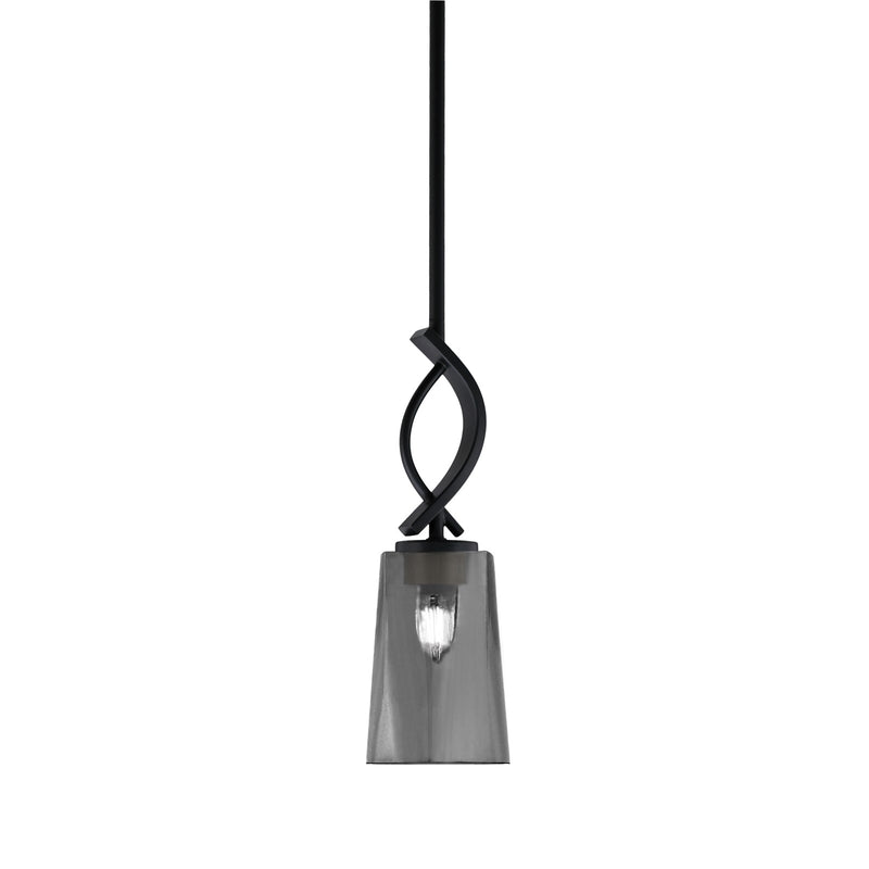 Toltec Cavella 4.5in 1-Light Mini Pendant | Modern Matte Black and Smoke Bubble Glass | Kitchen Island & Dining Room | Model 3901-MB-262
