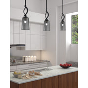 Toltec Cavella 4.5in 1-Light Mini Pendant | Modern Matte Black and Smoke Bubble Glass | Kitchen Island & Dining Room | Model 3901-MB-262