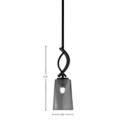 Toltec Cavella 4.5in 1-Light Mini Pendant | Modern Matte Black and Smoke Bubble Glass | Kitchen Island & Dining Room | Model 3901-MB-262