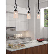 Toltec Cavella 4.5in 1-Light Mini Pendant | Modern Matte Black and Amber Gradient Glass | Kitchen Island & Bar | 4.5 x 13.5 in | Model 3901-MB-263