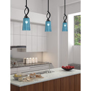 Toltec Cavella 4.5in 1-Light Mini Pendant | Modern Matte Black and Blue Gradient Glass | Kitchen Island & Bar | 4.5 x 13.5 in | Model 3901-MB-265