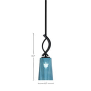 Toltec Cavella 4.5in 1-Light Mini Pendant | Modern Matte Black and Blue Gradient Glass | Kitchen Island & Bar | 4.5 x 13.5 in | Model 3901-MB-265