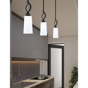Toltec Cavella 5in 1-Light Mini Pendant | Modern Matte Black and White Opal Glass | Kitchen Island & Bar | 5 x 16.75 in | Model 3901-MB-291