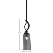Toltec Cavella 5in 1-Light Mini Pendant | Modern Matte Black and Smoke Bubble Glass | Kitchen Island & Bar | 5 x 16.75 in | Model 3901-MB-292