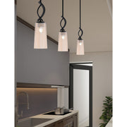 Toltec Cavella 5in 1-Light Mini Pendant | Modern Matte Black and Amber Gradient Glass | Kitchen Island & Dining Room | Model 3901-MB-293