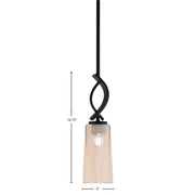 Toltec Cavella 5in 1-Light Mini Pendant | Modern Matte Black and Amber Gradient Glass | Kitchen Island & Dining Room | Model 3901-MB-293