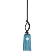 Toltec Cavella 5in 1-Light Mini Pendant | Modern Matte Black and Blue Gradient Glass | Kitchen Island & Dining Room | 5 x 16.75 in | Model 3901-MB-295