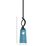 Toltec Cavella 5in 1-Light Mini Pendant | Modern Matte Black and Blue Gradient Glass | Kitchen Island & Dining Room | 5 x 16.75 in | Model 3901-MB-295