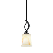 Toltec Cavella 5in 1-Light Mini Pendant | Modern Matte Black and Natural Stone Glass | Kitchen Island & Dining Room | Model 3901-MB-4128