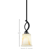 Toltec Cavella 5in 1-Light Mini Pendant | Modern Matte Black and Natural Stone Glass | Kitchen Island & Dining Room | Model 3901-MB-4128