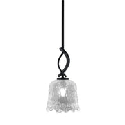 Toltec Cavella 7in 1-Light Mini Pendant | Contemporary Matte Black and Clear Lava Glass | Kitchen Island & Dining Room | Model 3901-MB-4230