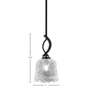 Toltec Cavella 7in 1-Light Mini Pendant | Contemporary Matte Black and Clear Lava Glass | Kitchen Island & Dining Room | Model 3901-MB-4230