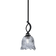 Toltec Cavella 7in 1-Light Mini Pendant | Contemporary Matte Black and Smoke Lava Glass | Kitchen Island & Dining Room | Model 3901-MB-4232