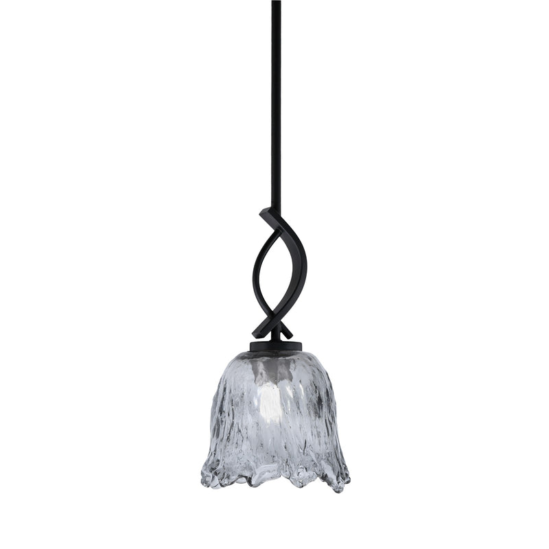 Toltec Cavella 7in 1-Light Mini Pendant | Contemporary Matte Black and Smoke Lava Glass | Kitchen Island & Dining Room | Model 3901-MB-4232