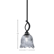 Toltec Cavella 7in 1-Light Mini Pendant | Contemporary Matte Black and Smoke Lava Glass | Kitchen Island & Dining Room | Model 3901-MB-4232