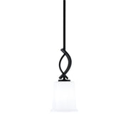 Toltec Cavella 5in 1-Light Mini Pendant | Modern Matte Black and White Opal Glass | Kitchen Island & Dining Room | 5 x 12.75 in | Model 3901-MB-5031
