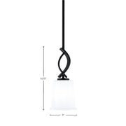 Toltec Cavella 5in 1-Light Mini Pendant | Modern Matte Black and White Opal Glass | Kitchen Island & Dining Room | 5 x 12.75 in | Model 3901-MB-5031