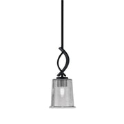 Toltec Cavella 5in 1-Light Mini Pendant | Modern Matte Black and Smoke Bubble Glass | Kitchen Island & Dining Room | 5 x 12.75 in | Model 3901-MB-5032