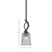 Toltec Cavella 5in 1-Light Mini Pendant | Modern Matte Black and Smoke Bubble Glass | Kitchen Island & Dining Room | 5 x 12.75 in | Model 3901-MB-5032