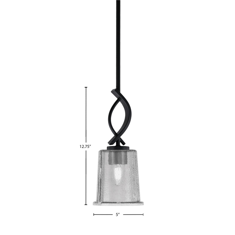 Toltec Cavella 5in 1-Light Mini Pendant | Modern Matte Black and Smoke Bubble Glass | Kitchen Island & Dining Room | 5 x 12.75 in | Model 3901-MB-5032