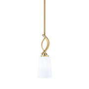 Toltec Cavella 4.5in 1-Light Mini Pendant | Contemporary New Age Brass and White Opal Glass | Kitchen Island & Breakfast Bar | Model 3901-NAB-261