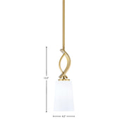 Toltec Cavella 4.5in 1-Light Mini Pendant | Contemporary New Age Brass and White Opal Glass | Kitchen Island & Breakfast Bar | Model 3901-NAB-261