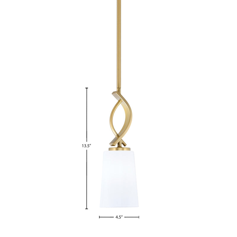 Toltec Cavella 4.5in 1-Light Mini Pendant | Contemporary New Age Brass and White Opal Glass | Kitchen Island & Breakfast Bar | Model 3901-NAB-261