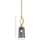 Toltec Cavella 4.5in 1-Light Mini Pendant | Contemporary New Age Brass and Smoke Bubble Glass | Kitchen Island & Dining Nook | Model 3901-NAB-262