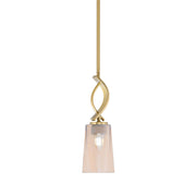 Toltec Cavella 4.5in 1-Light Mini Pendant | Contemporary New Age Brass and Amber Gradient Glass | Kitchen Island & Dining Room | Model 3901-NAB-263
