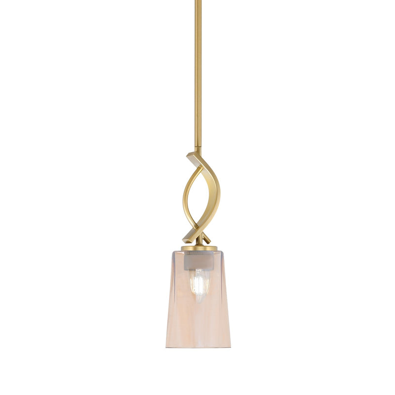 Toltec Cavella 4.5in 1-Light Mini Pendant | Contemporary New Age Brass and Amber Gradient Glass | Kitchen Island & Dining Room | Model 3901-NAB-263