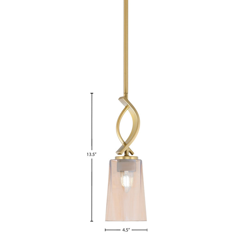 Toltec Cavella 4.5in 1-Light Mini Pendant | Contemporary New Age Brass and Amber Gradient Glass | Kitchen Island & Dining Room | Model 3901-NAB-263
