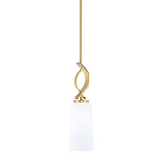Toltec Cavella 5in 1-Light Mini Pendant | New Age Brass and White Opal Glass | Kitchen Island & Dining Room | 5 x 5 x 16.75 in | Model 3901-NAB-291