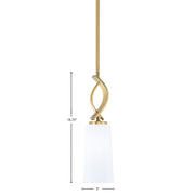 Toltec Cavella 5in 1-Light Mini Pendant | New Age Brass and White Opal Glass | Kitchen Island & Dining Room | 5 x 5 x 16.75 in | Model 3901-NAB-291
