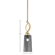 Toltec Cavella 5in 1-Light Mini Pendant | New Age Brass and Smoke Bubble Glass | Kitchen Island & Dining Room | 5 x 5 x 16.75 in | Model 3901-NAB-292