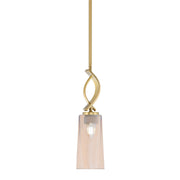 Toltec Cavella 5in 1-Light Mini Pendant | New Age Brass and Amber Gradient Glass | Kitchen Island & Dining Room | Model 3901-NAB-293