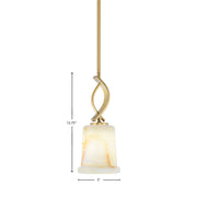 Toltec Cavella 5in 1-Light Mini Pendant | New Age Brass and Natural Stone | Kitchen Island & Dining Room | 5 x 12.75 in | Model 3901-NAB-4128