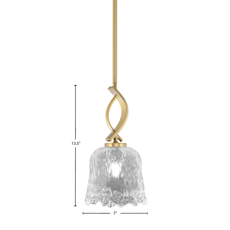 Toltec Cavella 7in 1-Light Mini Pendant | New Age Brass and Clear Lava Glass | Kitchen Island & Dining Room | 7 x 13.5 in | Model 3901-NAB-4230