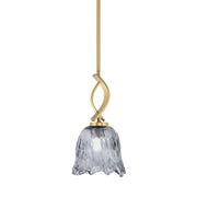 Toltec Cavella 7in 1-Light Mini Pendant | New Age Brass and Smoke Lava Glass | Kitchen Island & Dining Room | 7 x 13.5 in | Model 3901-NAB-4232