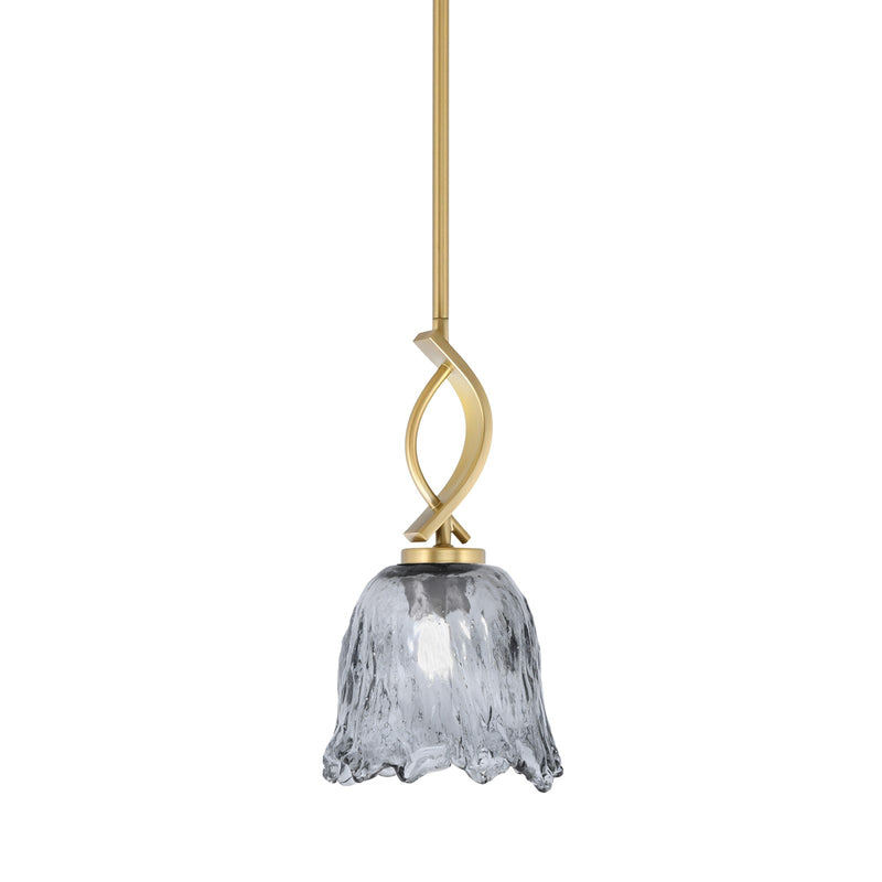 Toltec Cavella 7in 1-Light Mini Pendant | New Age Brass and Smoke Lava Glass | Kitchen Island & Dining Room | 7 x 13.5 in | Model 3901-NAB-4232