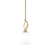 Toltec Cavella 5in 1-Light Mini Pendant | New Age Brass and White Opal Glass | Kitchen Island & Dining Room | 5 x 12.75 in | Model 3901-NAB-5031