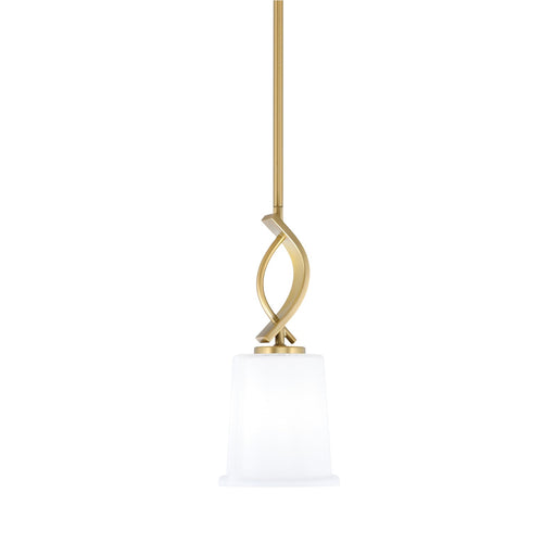 Toltec Cavella 5in 1-Light Mini Pendant | New Age Brass and White Opal Glass | Kitchen Island & Dining Room | 5 x 12.75 in | Model 3901-NAB-5031