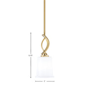 Toltec Cavella 5in 1-Light Mini Pendant | New Age Brass and White Opal Glass | Kitchen Island & Dining Room | 5 x 12.75 in | Model 3901-NAB-5031