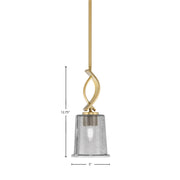 Toltec Cavella 5in 1-Light Mini Pendant | New Age Brass and Smoke Bubble Glass | Kitchen Island & Dining Room | 5 x 12.75 in | Model 3901-NAB-5032