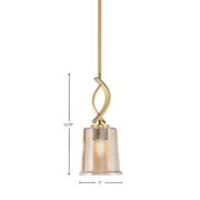Toltec Cavella 5in 1-Light Mini Pendant | New Age Brass and Amber Bubble Glass | Kitchen Island & Dining Room | 5 x 12.75 in | Model 3901-NAB-5033