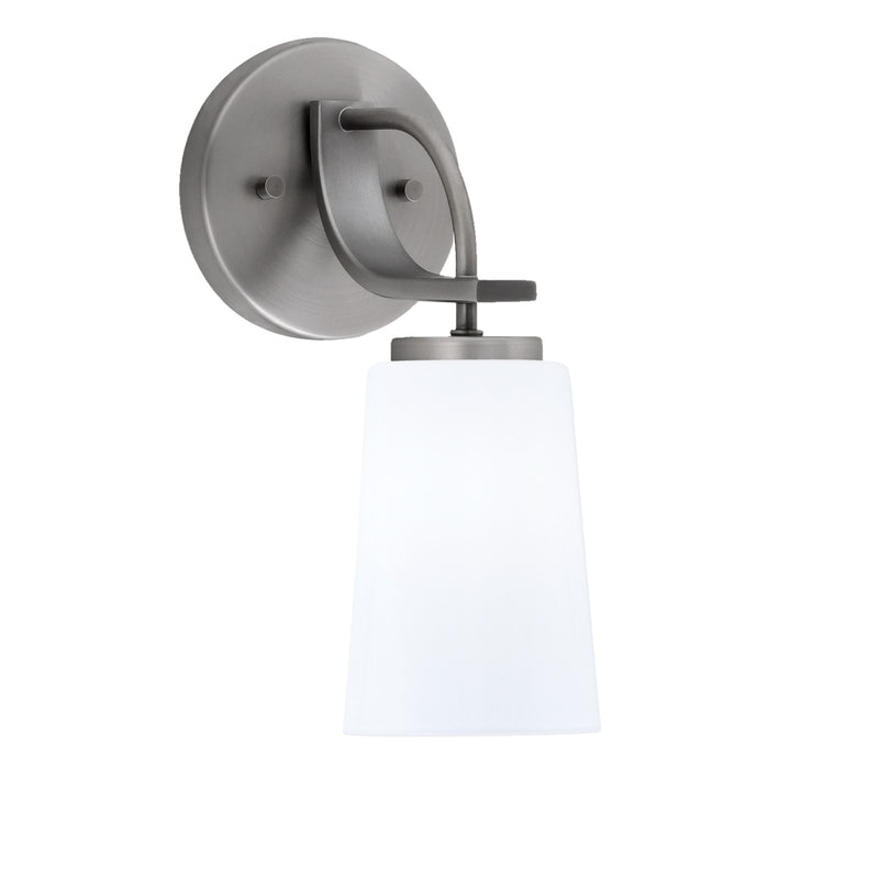 Toltec Cavella 5in 1-Light Wall Sconce | Modern Graphite and White Opal Glass | Bedroom & Hallway Accent Light | Model 3911-GP-261