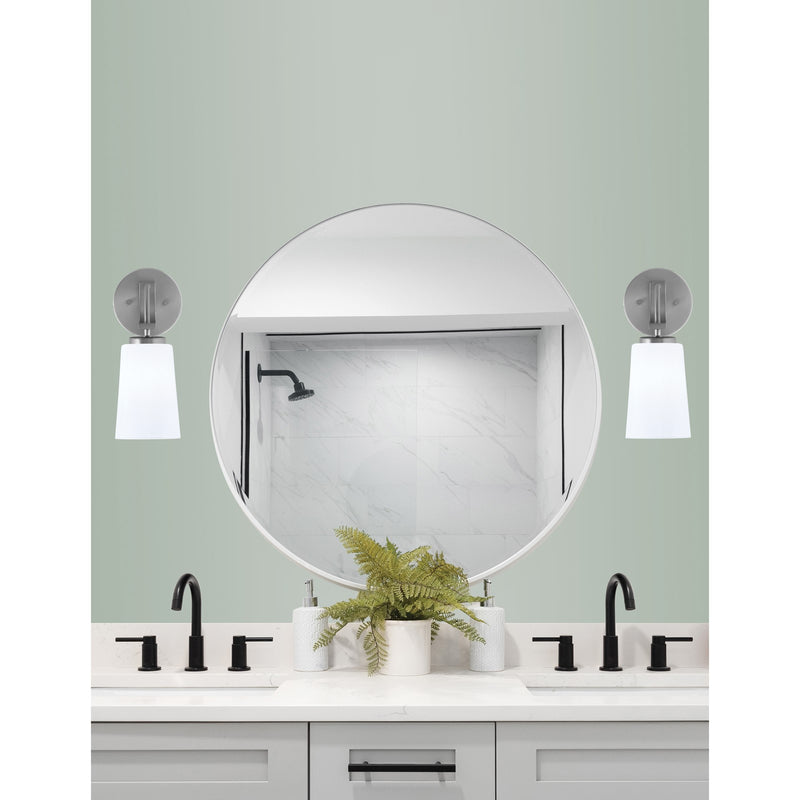 Toltec Cavella 5in 1-Light Wall Sconce | Modern Graphite and White Opal Glass | Bedroom & Hallway Accent Light | Model 3911-GP-261