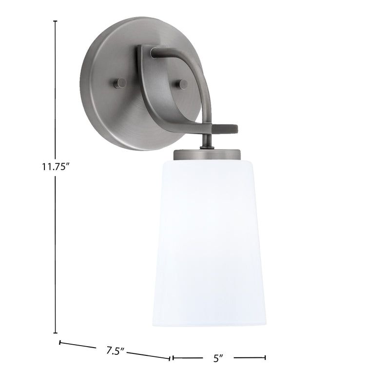 Toltec Cavella 5in 1-Light Wall Sconce | Modern Graphite and White Opal Glass | Bedroom & Hallway Accent Light | Model 3911-GP-261