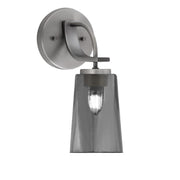 Toltec Cavella 5in 1-Light Wall Sconce | Modern Graphite and Smoke Bubble Glass | Bedroom & Hallway Accent Light | Model 3911-GP-262