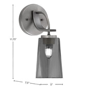 Toltec Cavella 5in 1-Light Wall Sconce | Modern Graphite and Smoke Bubble Glass | Bedroom & Hallway Accent Light | Model 3911-GP-262