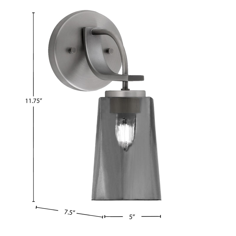Toltec Cavella 5in 1-Light Wall Sconce | Modern Graphite and Smoke Bubble Glass | Bedroom & Hallway Accent Light | Model 3911-GP-262